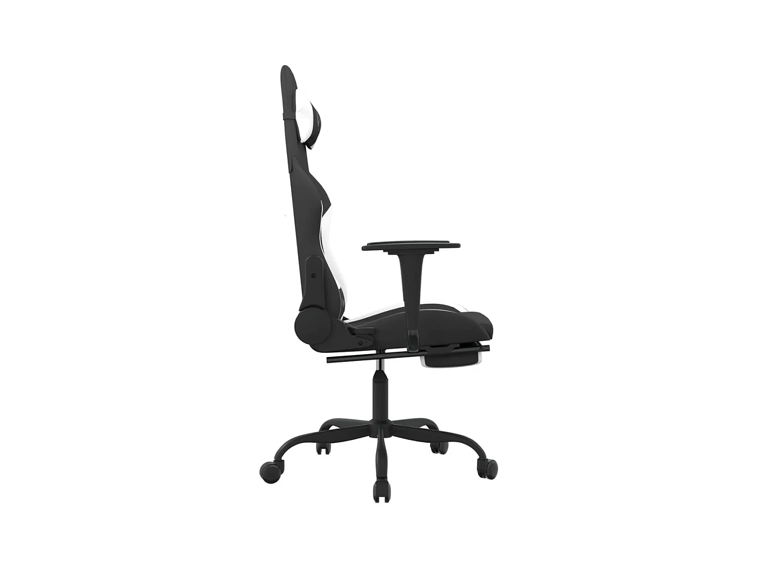 Chaise gaming avec repose-pied Noir et blanc Tissu SEF75781