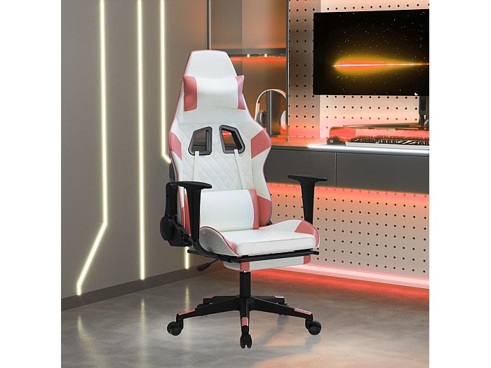 Fauteuil de bureau gaming avec repose-pied Noir&Rouge Similicuir SEF56881