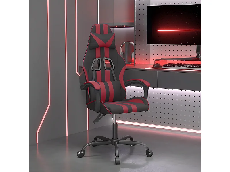 Chaise gaming Noir et rouge bordeaux Similicuir SEF80101