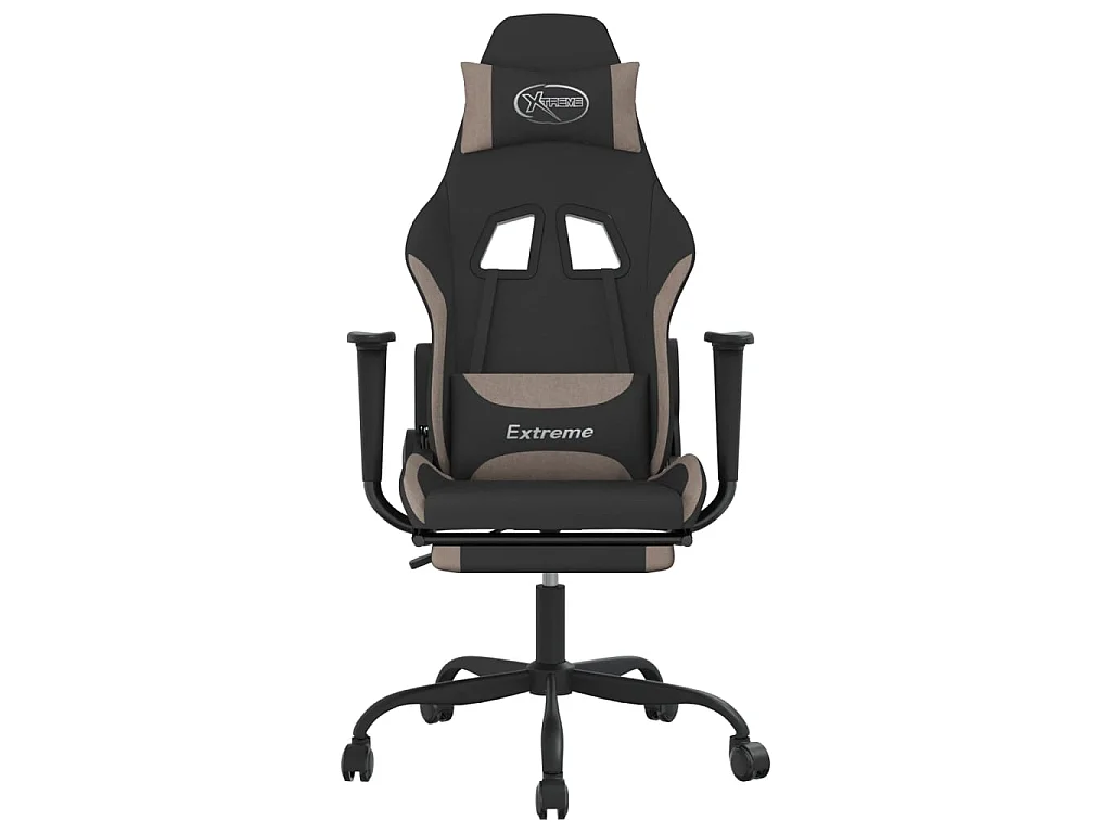 Cadeira de gaming com apoio de pés tecido preto e Taupe PT116390