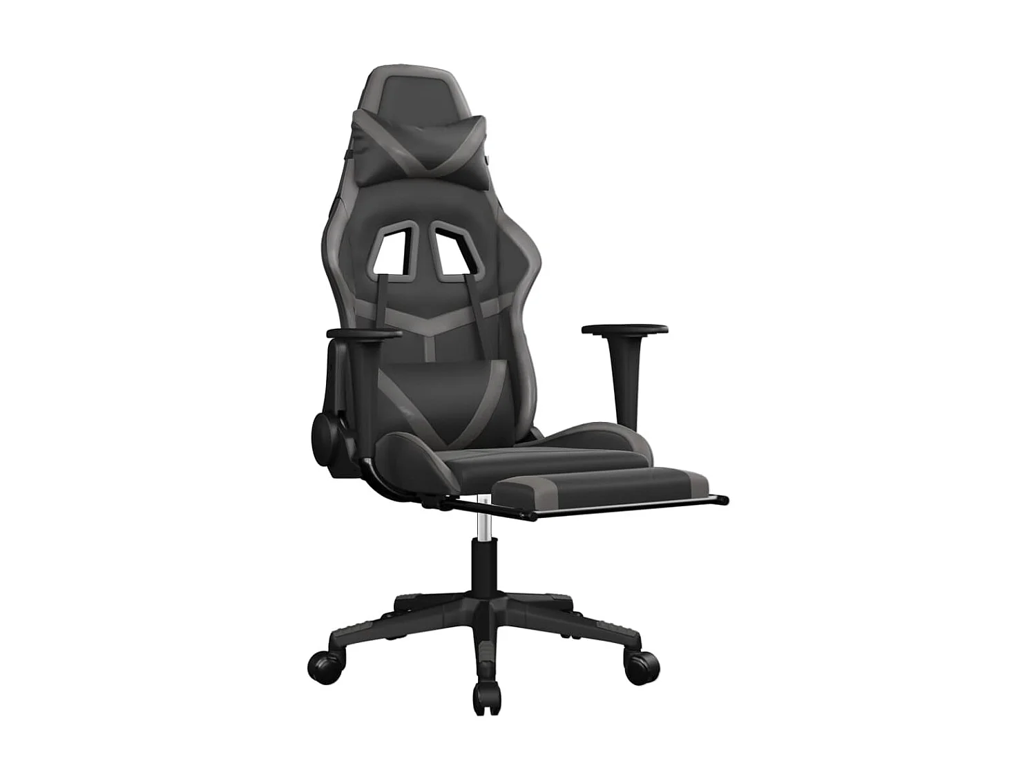 Chaise gaming avec repose-pied Noir&Gris Similicuir SEF86017