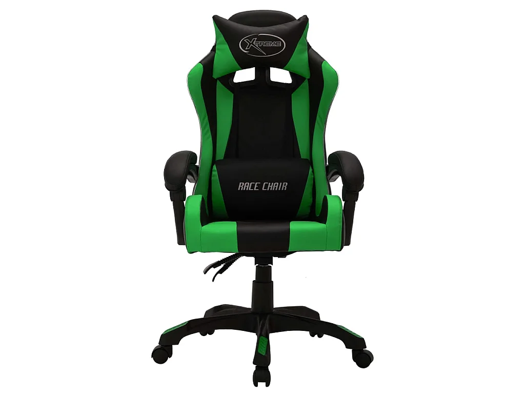 Chaise gaming vidéo avec LED RVB Vert et noir Similicuir -ASAF80279