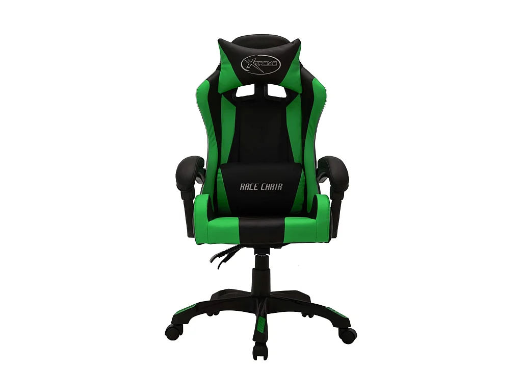 Chaise gaming vidéo avec LED RVB Vert et noir Similicuir -ASAF80279
