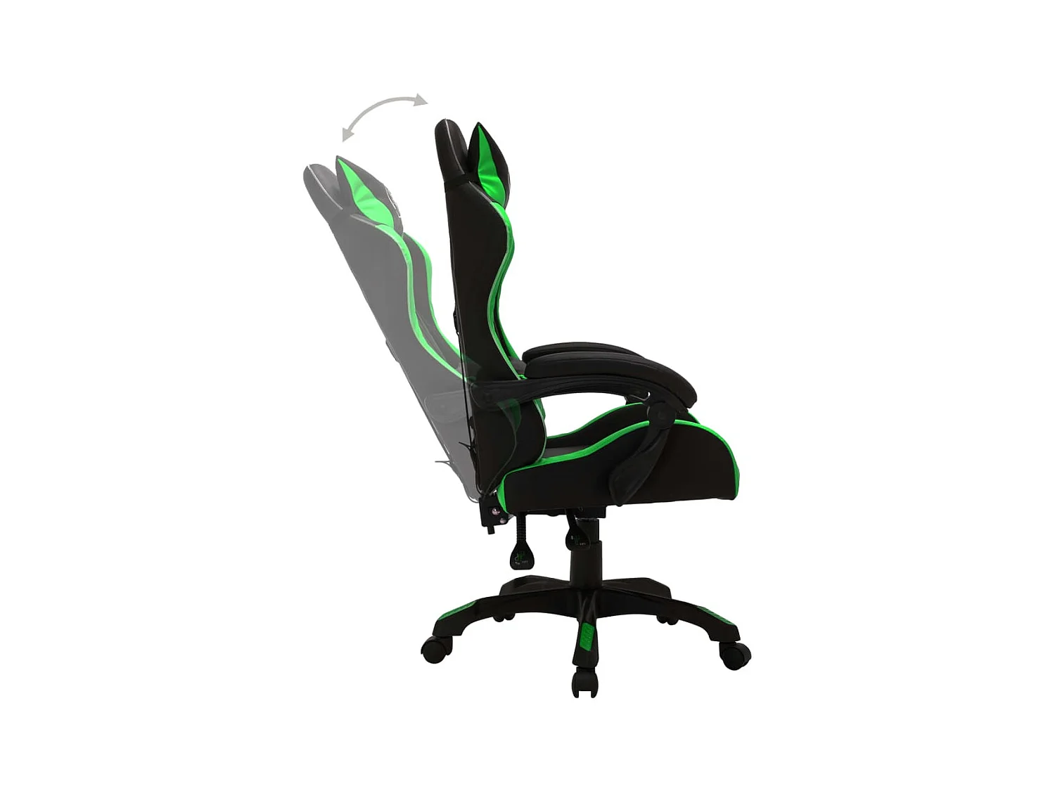 Chaise gaming vidéo avec LED RVB Vert et noir Similicuir -ASAF80279