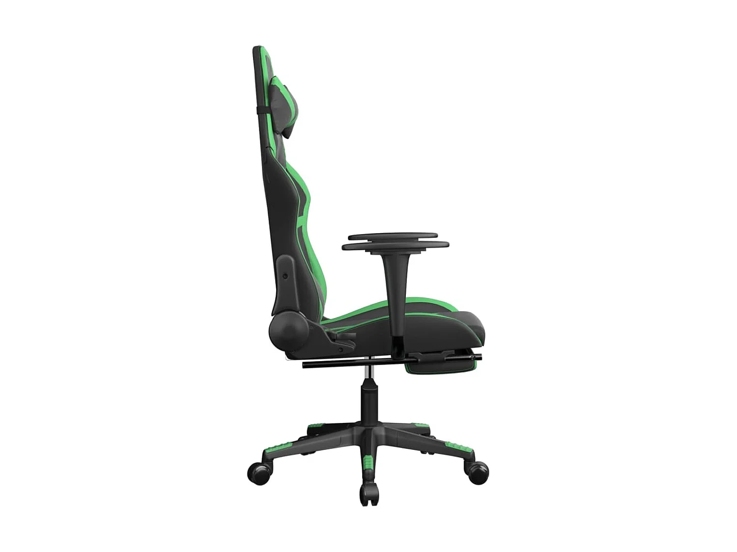 Chaise gaming avec repose-pied Noir et vert Similicuir SEF71290
