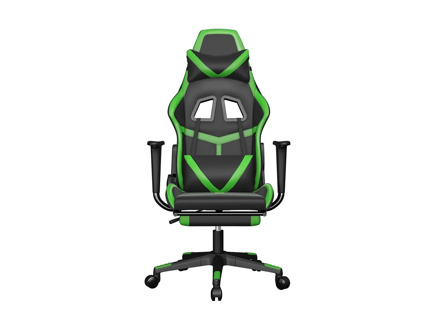 Chaise gaming avec repose-pied Noir et vert Similicuir SEF71290