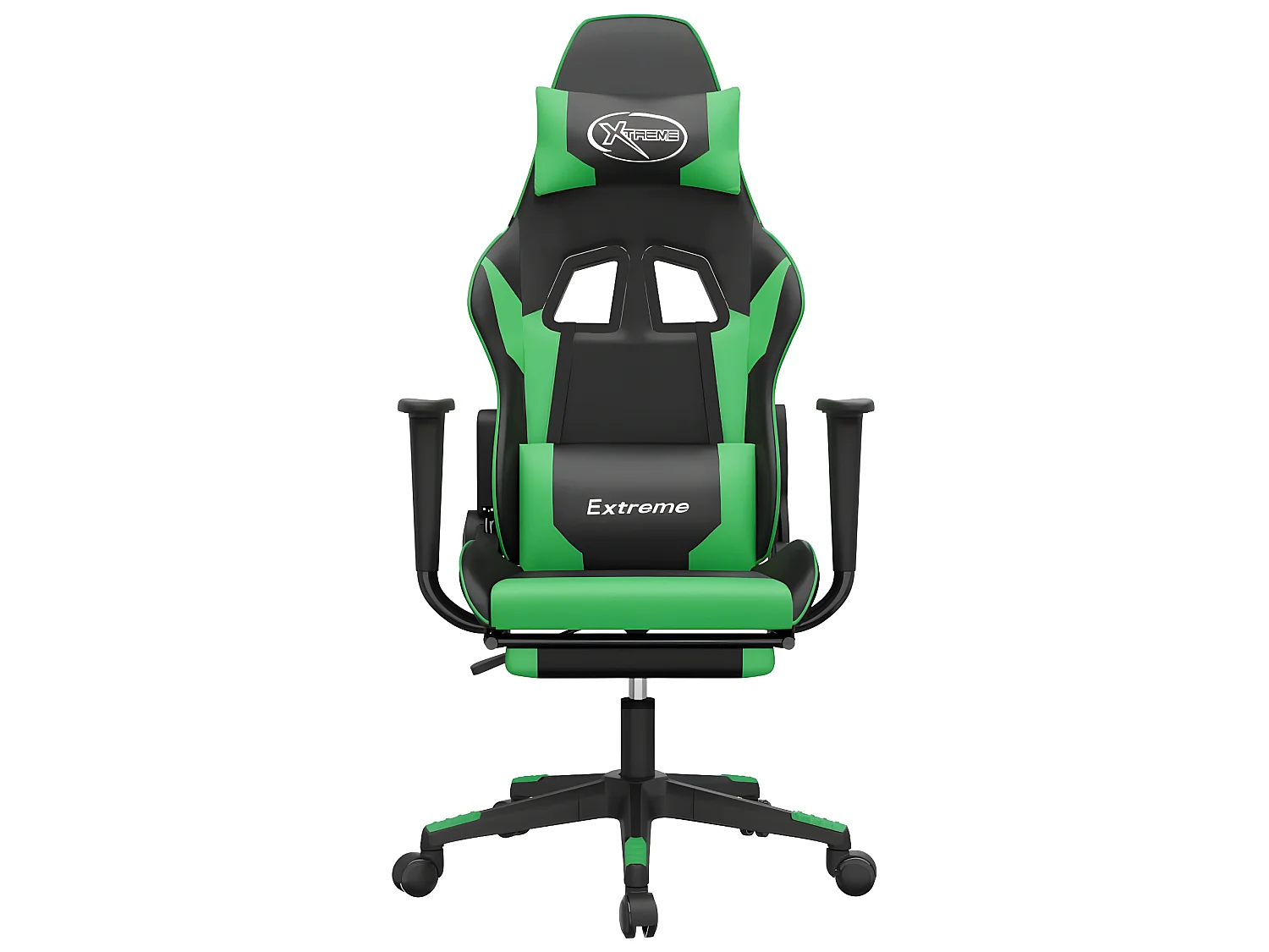 Chaise gaming avec repose-pied Noir et vert Similicuir SEF69490