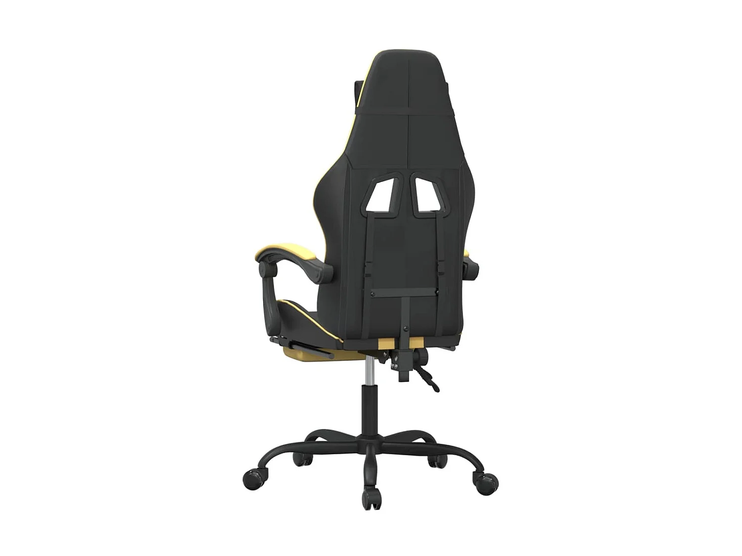 Chaise gaming avec repose-pied Noir et doré Similicuir SEF26150