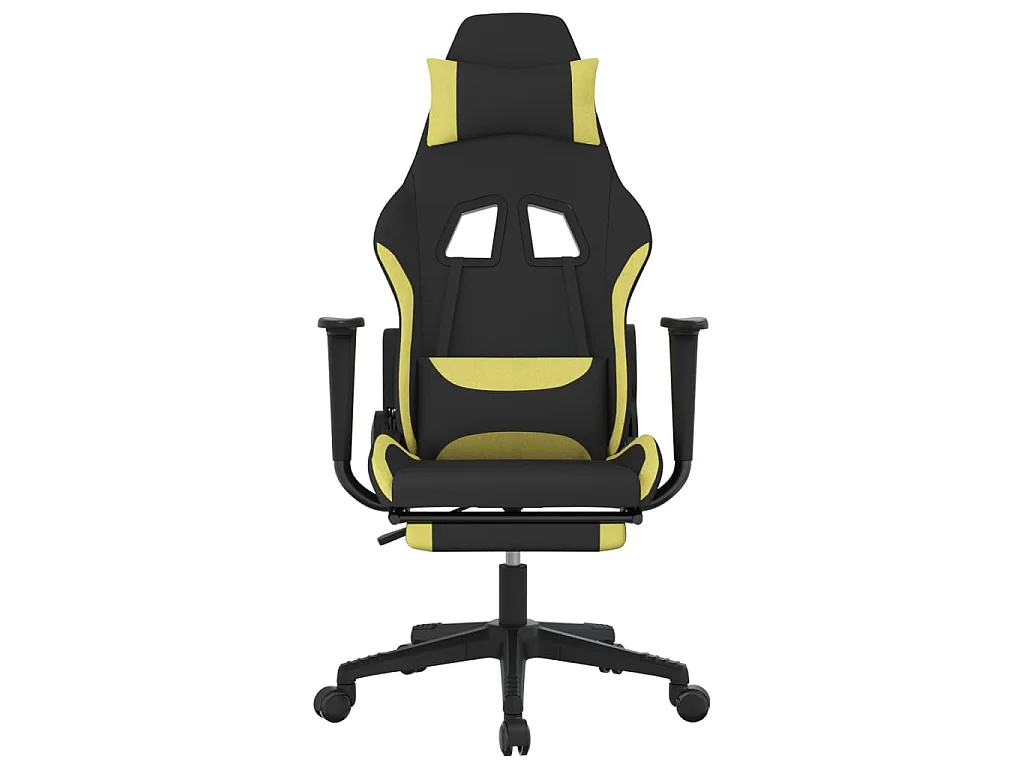 Cadeira de gaming com apoio de pés tecido preto e verde-claro PT526159