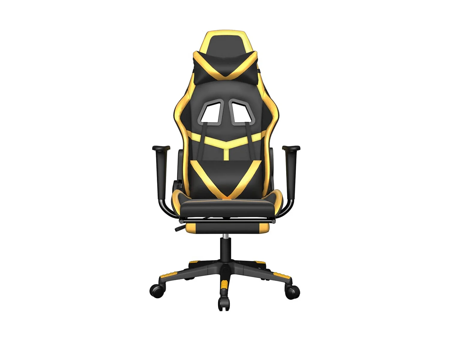 Chaise gaming avec repose-pied Noir&Doré Similicuir SEF84891