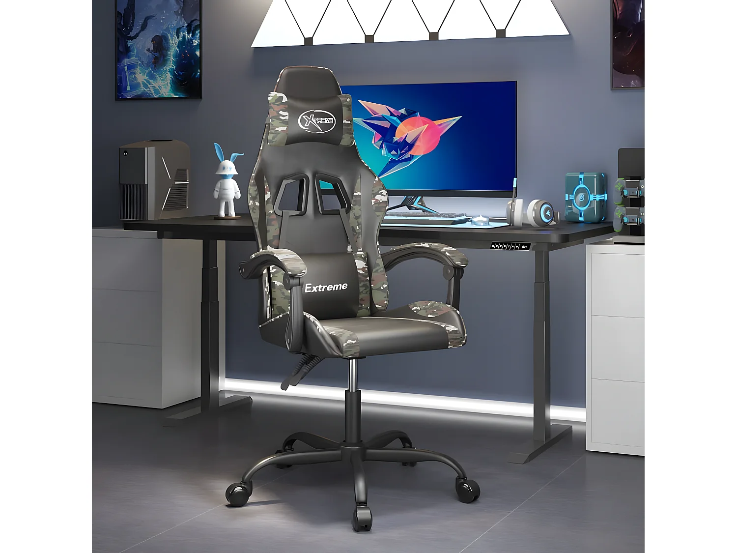 Chaise gaming Noir et camouflage Similicuir SEF10613