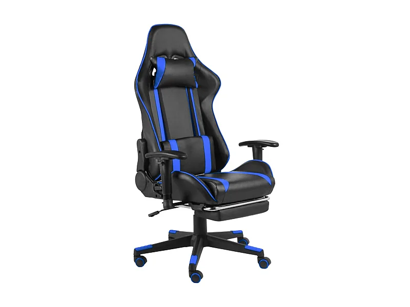 Silla gaming giratoria con reposapiés PVC azul ES37635
