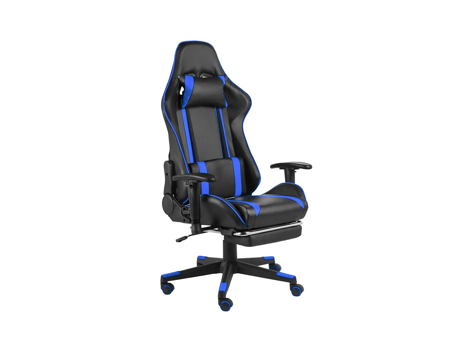 Chaise gaming avec repose-pied Bleu PVC SEF64794