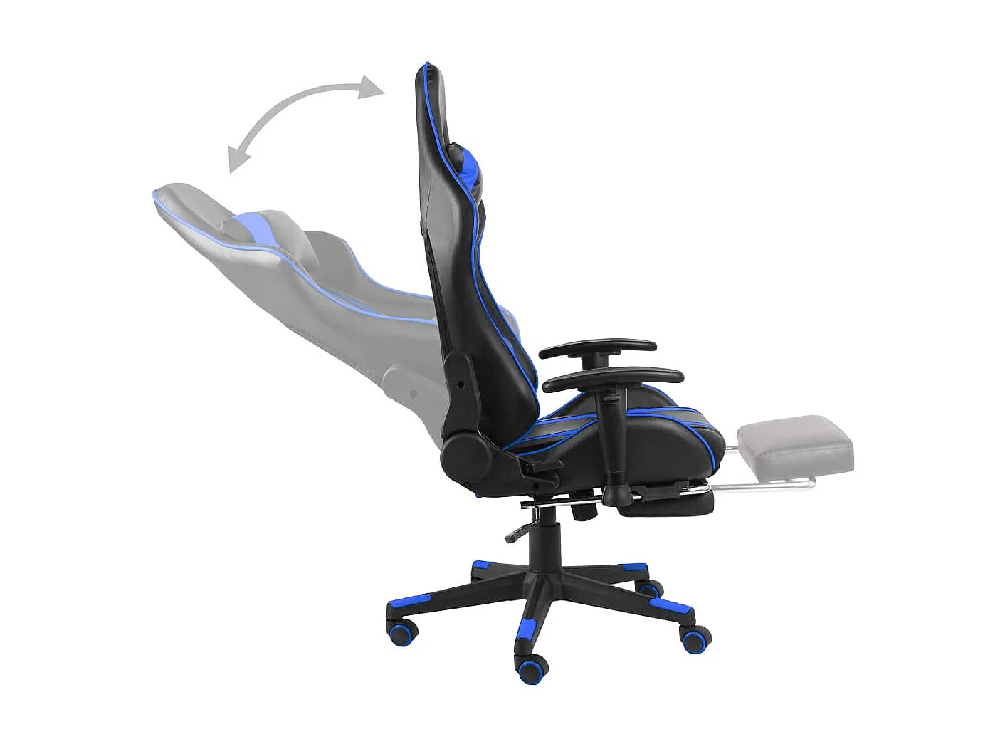 Chaise gaming avec repose-pied Bleu PVC SEF64794