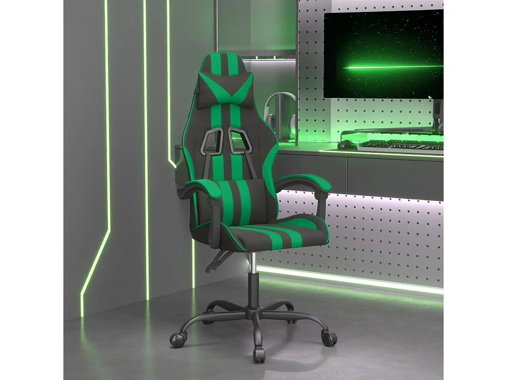 Chaise gaming Noir et vert Similicuir SEF75884