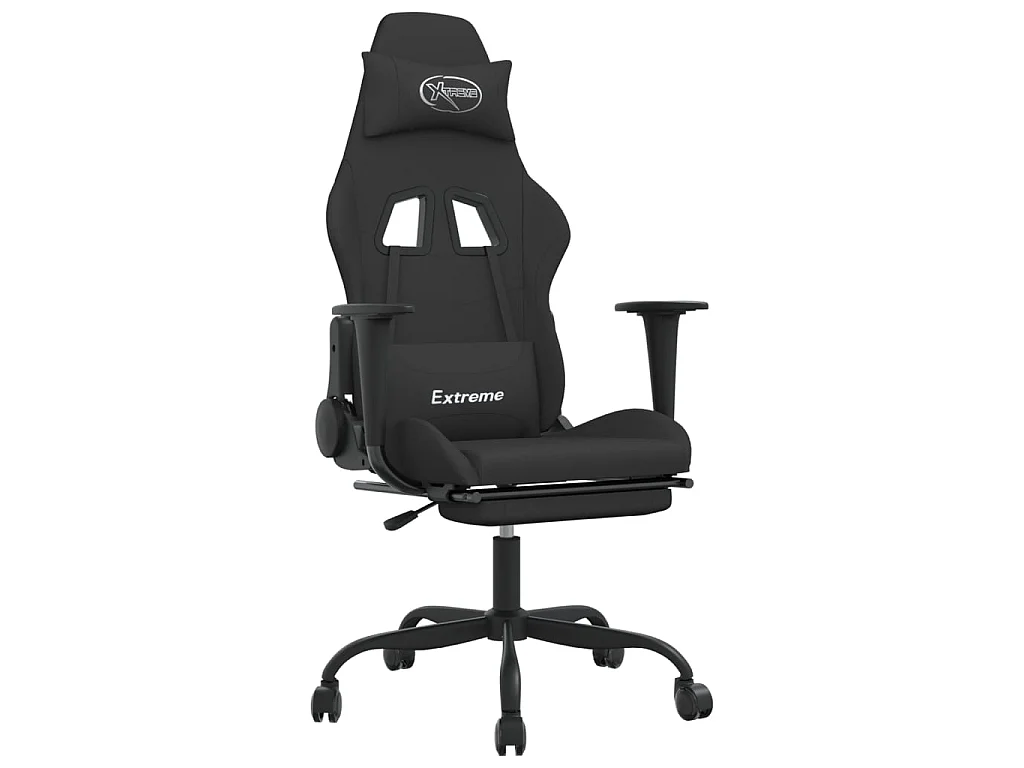 Cadeira de gaming com apoio para os pés tecido preto PT657374