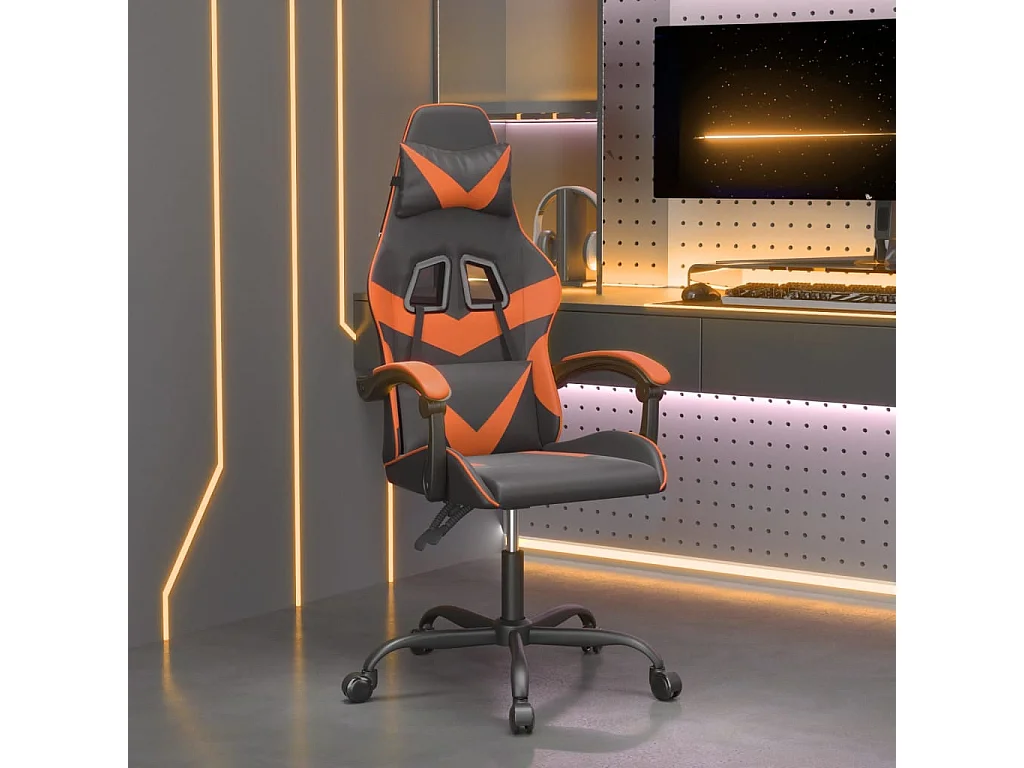 Chaise gaming Noir et orange Similicuir SEF82389