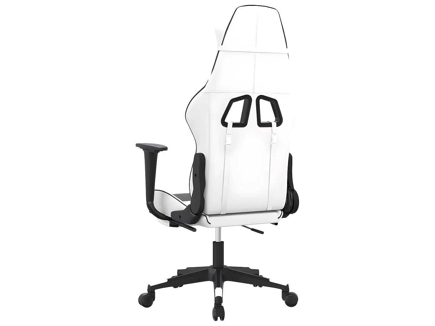 Chaise gaming avec repose-pied Blanc et noir Similicuir SEF78958