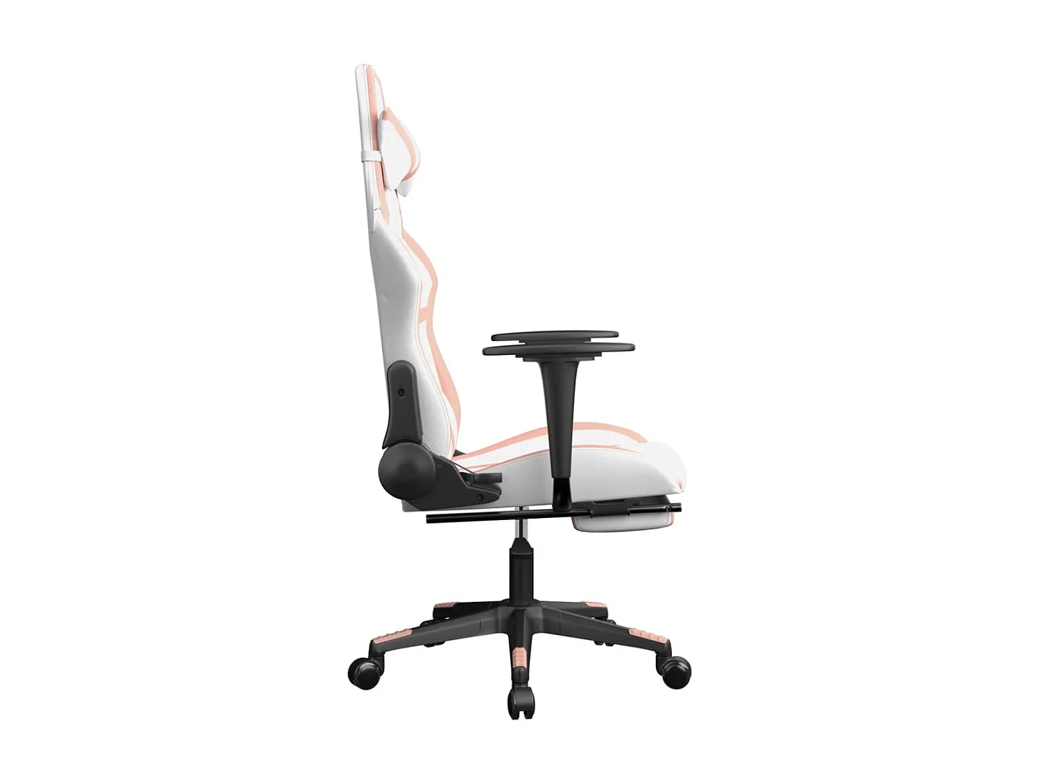 Chaise gaming avec repose-pied Blanc&Rose Similicuir SEF17026
