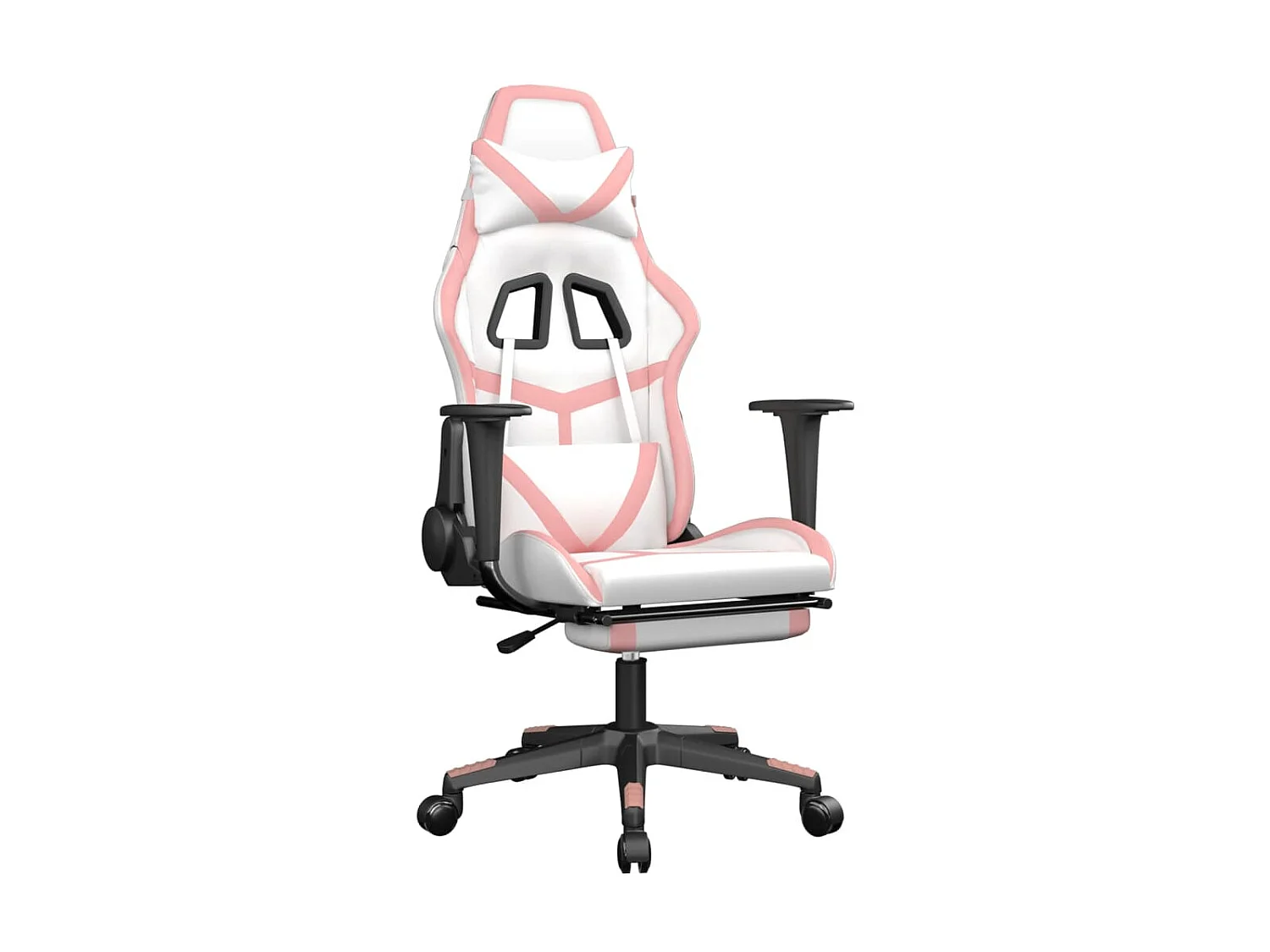 Chaise gaming avec repose-pied Blanc&Rose Similicuir SEF17026