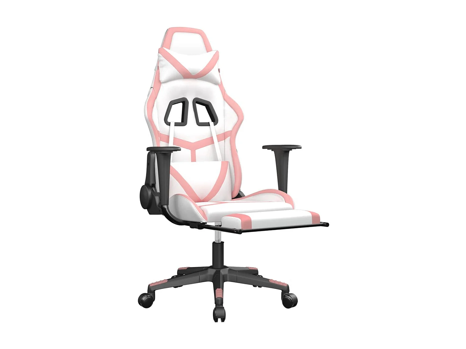 Chaise gaming avec repose-pied Blanc&Rose Similicuir SEF17026