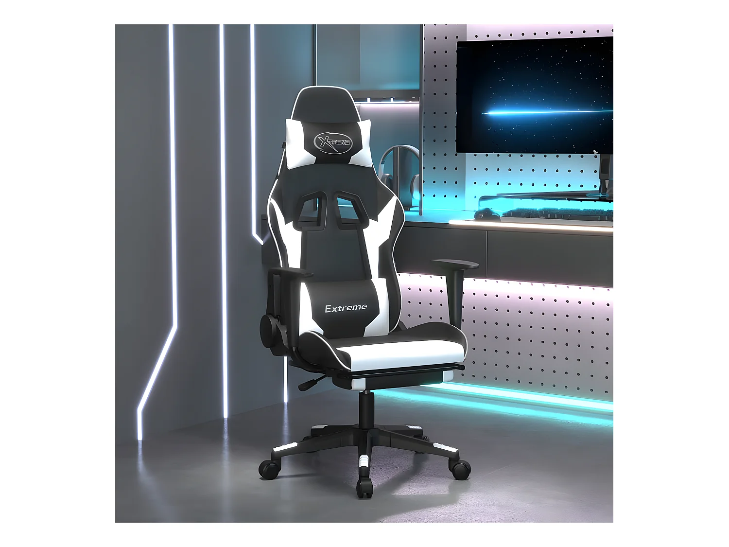 Chaise gaming Noir blanc Similicuir SEF17815