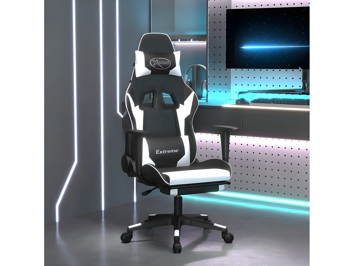 Chaise gaming Noir blanc Similicuir SEF17815