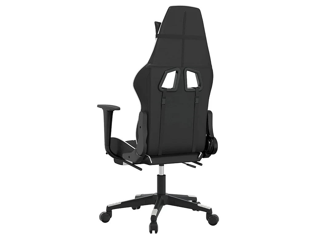 Gamestoel met voetensteun kunstleer zwart en wit NL675255