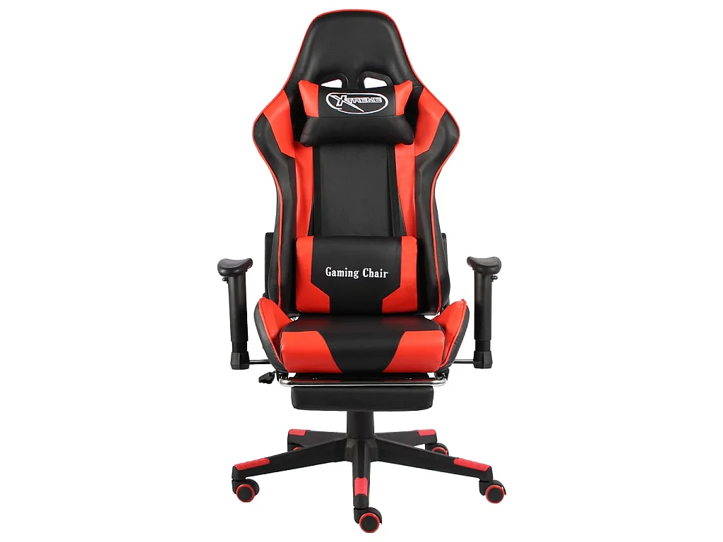 Gamestoel draaibaar met voetensteun PVC rood NL950418