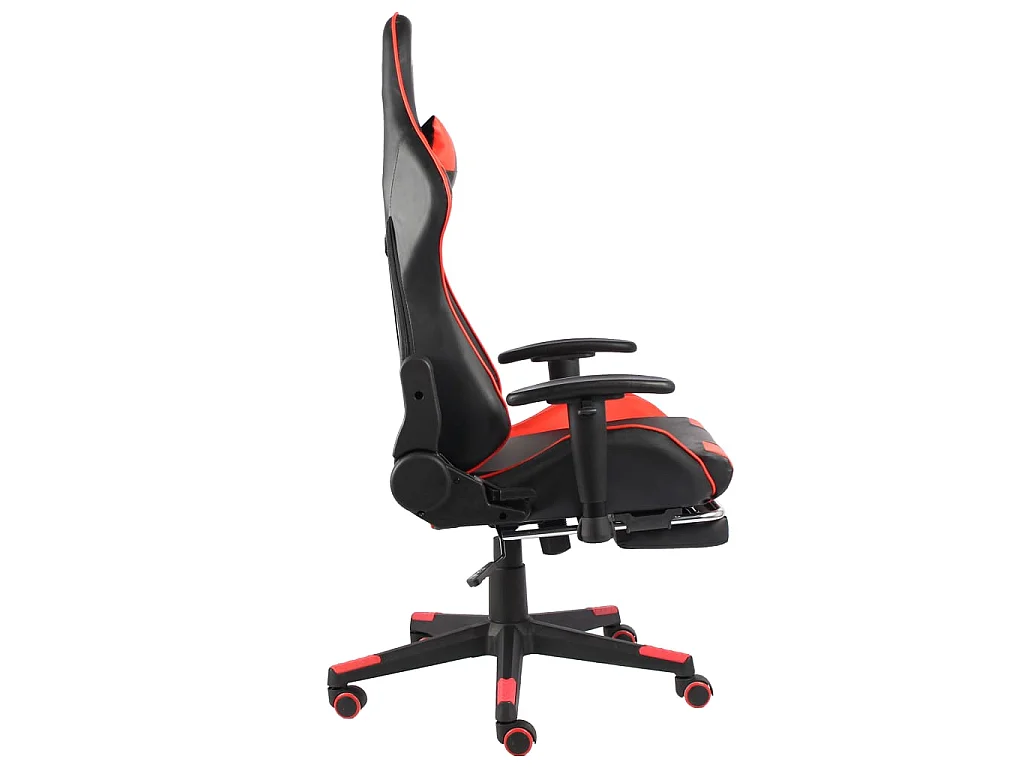 Gamestoel draaibaar met voetensteun PVC rood NL950418