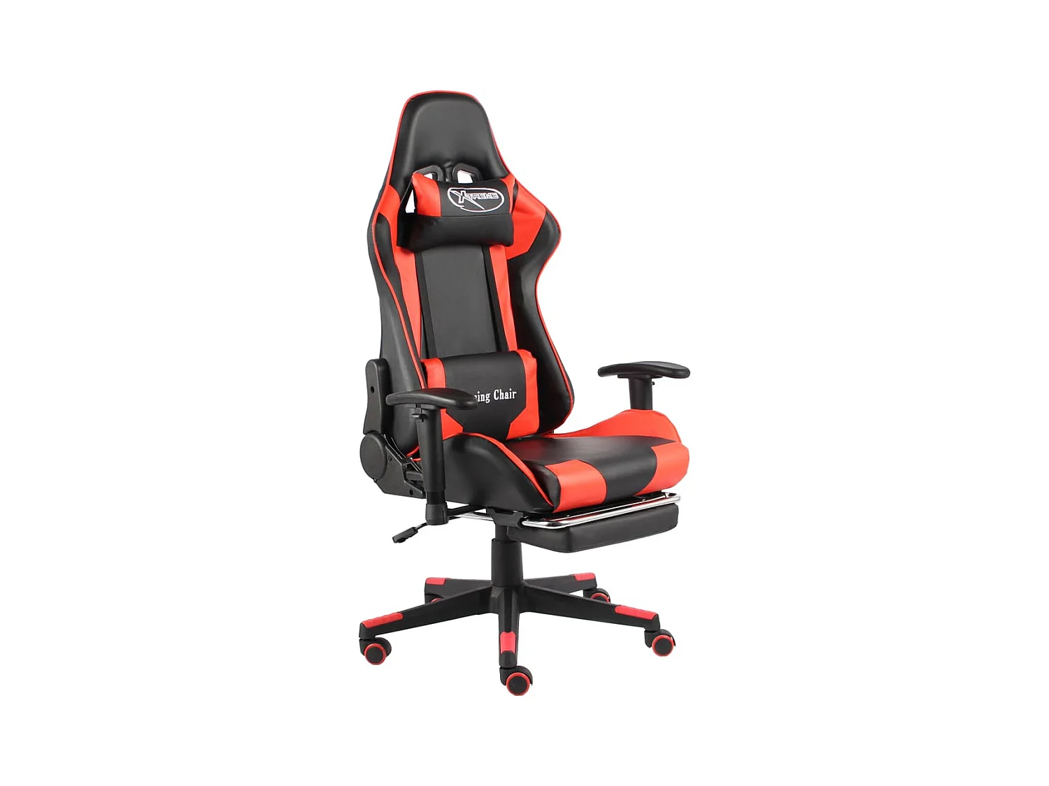 Chaise gaming avec repose-pied Rouge PVC SEF77253
