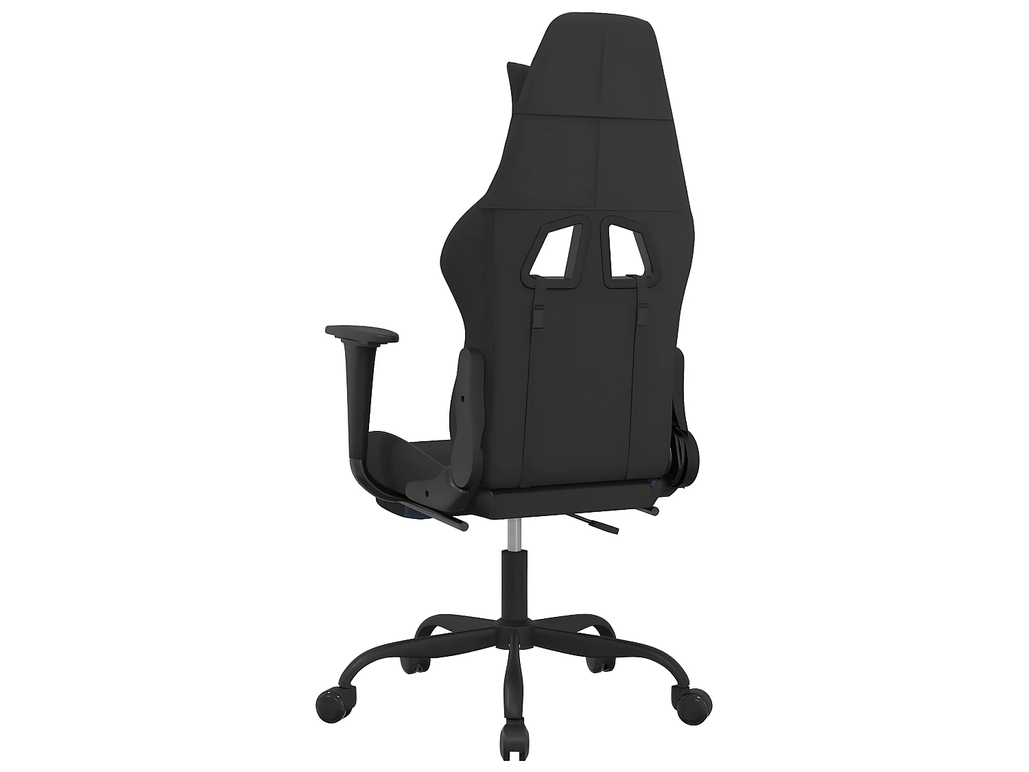 Gamestoel met voetensteun stof zwart en blauw NL111124