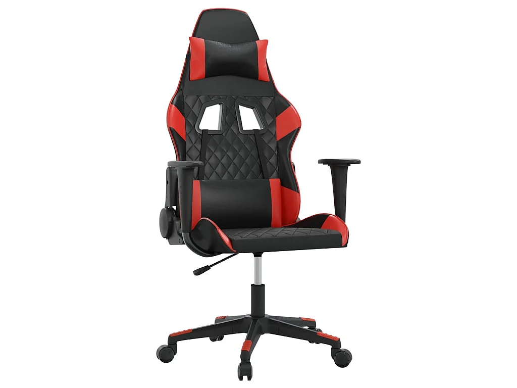 Cadeira gaming massagens couro artificial preto e vermelho PT719246