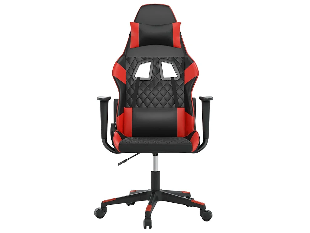 Cadeira gaming massagens couro artificial preto e vermelho PT719246