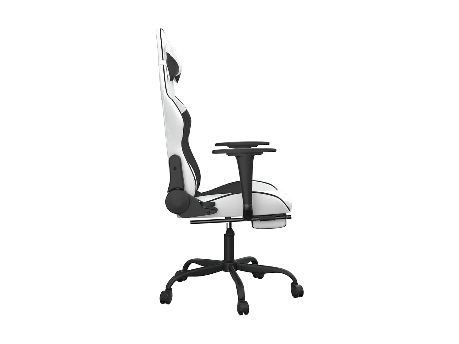 Chaise gaming avec repose-pied Blanc et noir Similicuir SEF21071