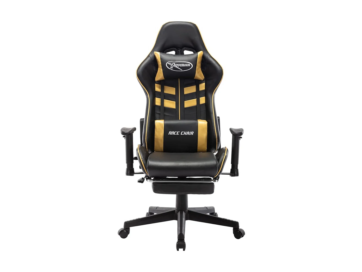 Chaise gaming avec repose-pied Noir et doré Cuir artificiel SEF66487