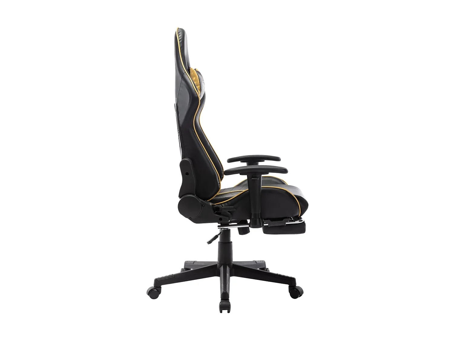 Chaise gaming avec repose-pied Noir et doré Cuir artificiel SEF66487