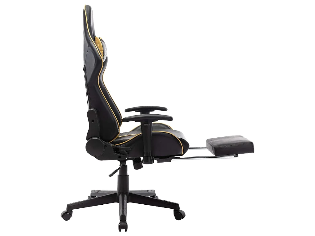 Chaise gaming avec repose-pied Noir et doré Cuir artificiel SEF66487