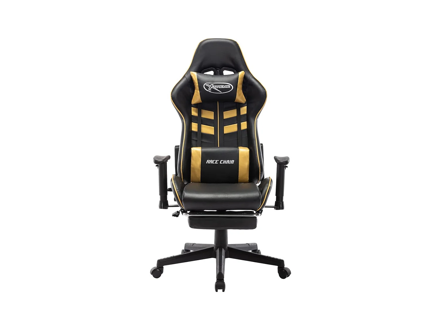 Chaise gaming avec repose-pied Noir et doré Cuir artificiel SEF66487