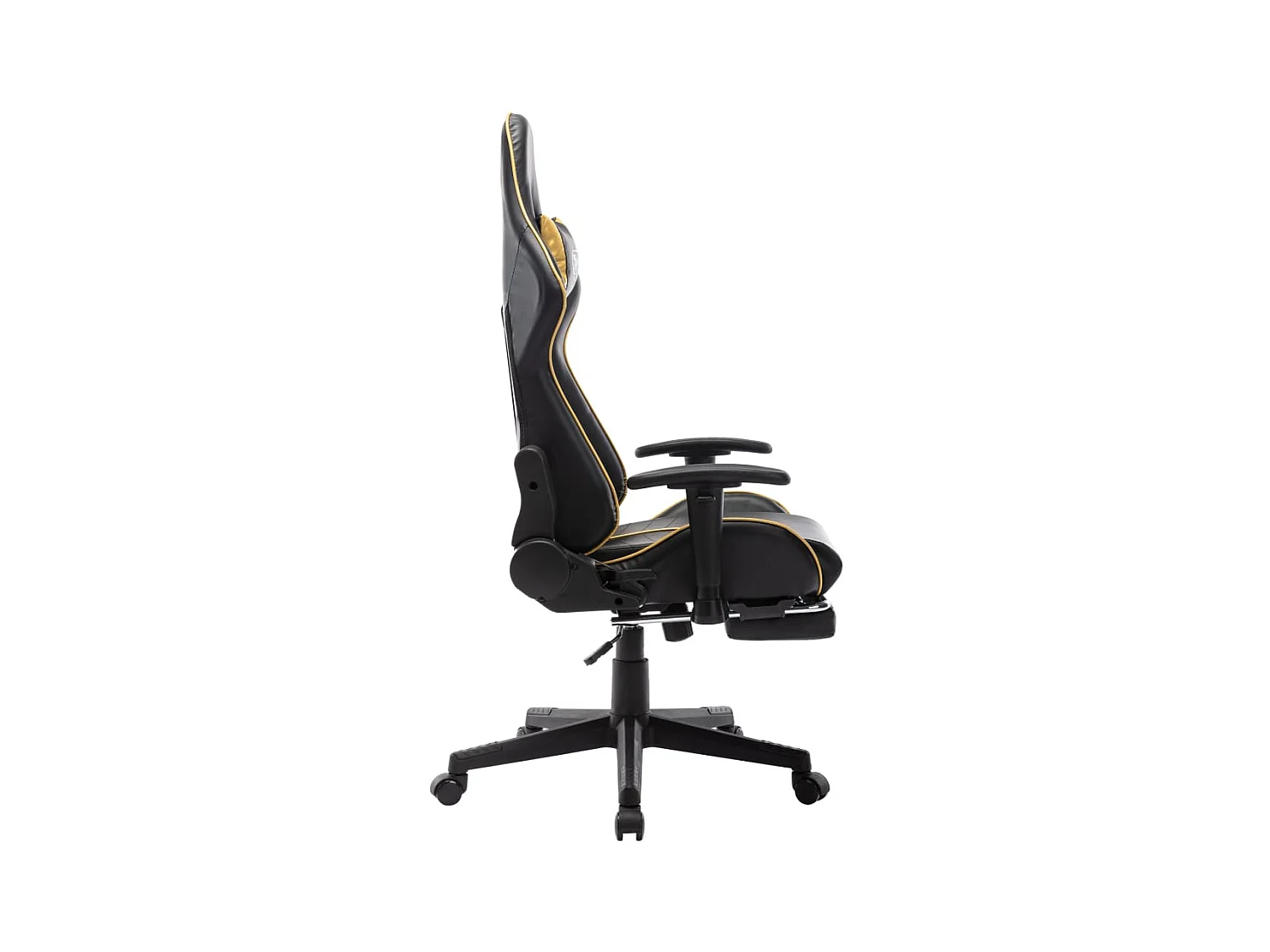 Chaise gaming avec repose-pied Noir et doré Cuir artificiel SEF66487