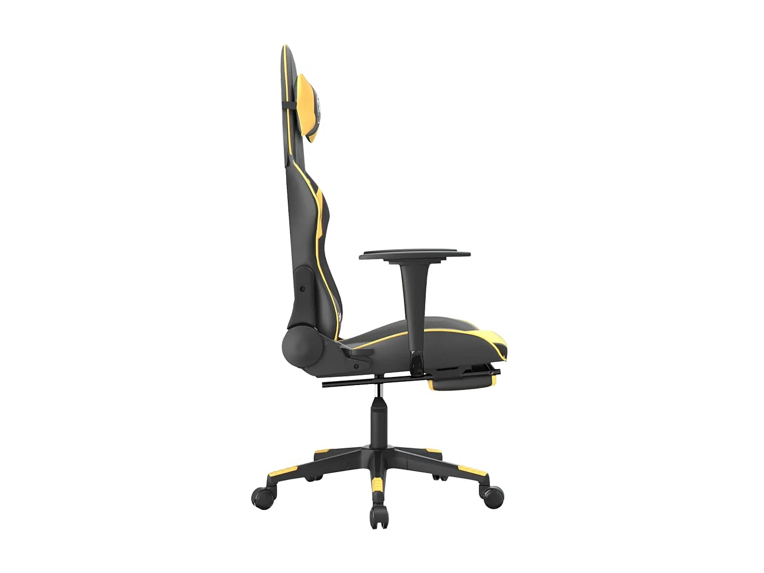 Chaise gaming avec repose-pied Noir et doré Similicuir SEF40047