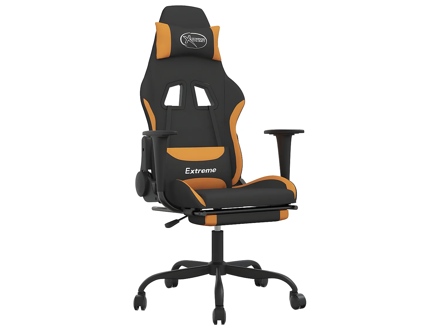 Chaise gaming avec repose-pied Noir et orange Tissu SEF88283