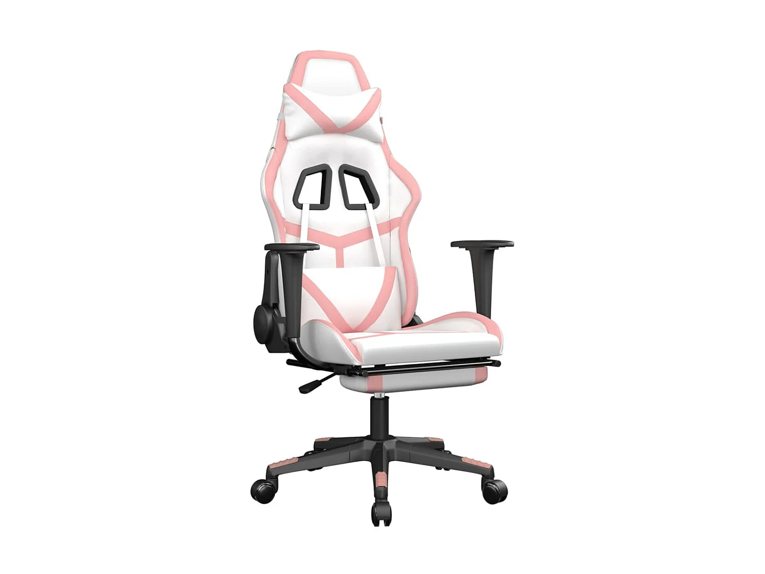 Chaise gaming avec repose-pied Blanc et rose Similicuir SEF84835