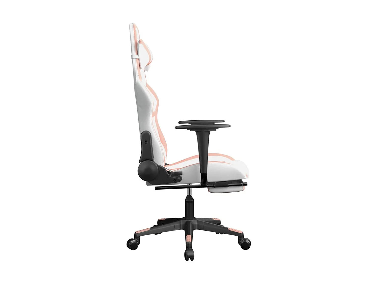 Chaise gaming avec repose-pied Blanc et rose Similicuir SEF84835