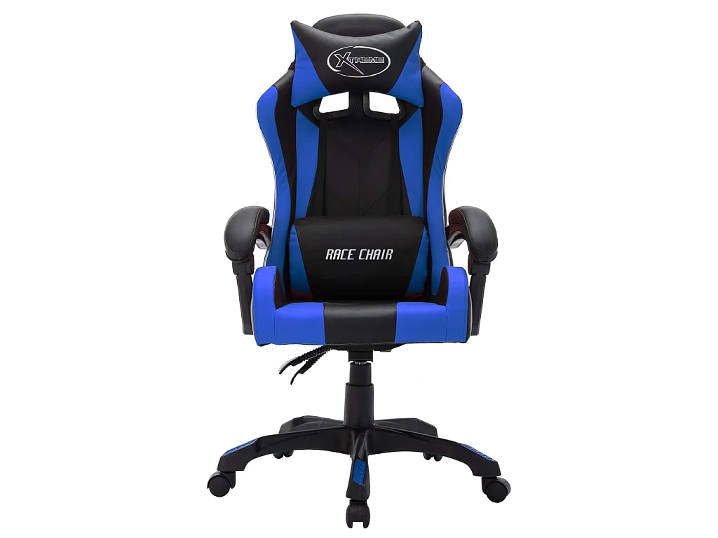 Chaise gaming vidéo avec LED RVB Bleu et noir Similicuir -ASAF45897