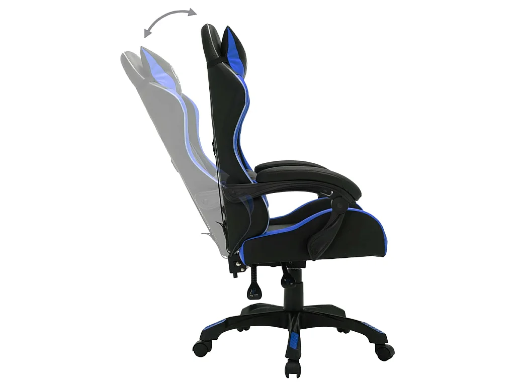 Chaise gaming vidéo avec LED RVB Bleu et noir Similicuir -ASAF45897