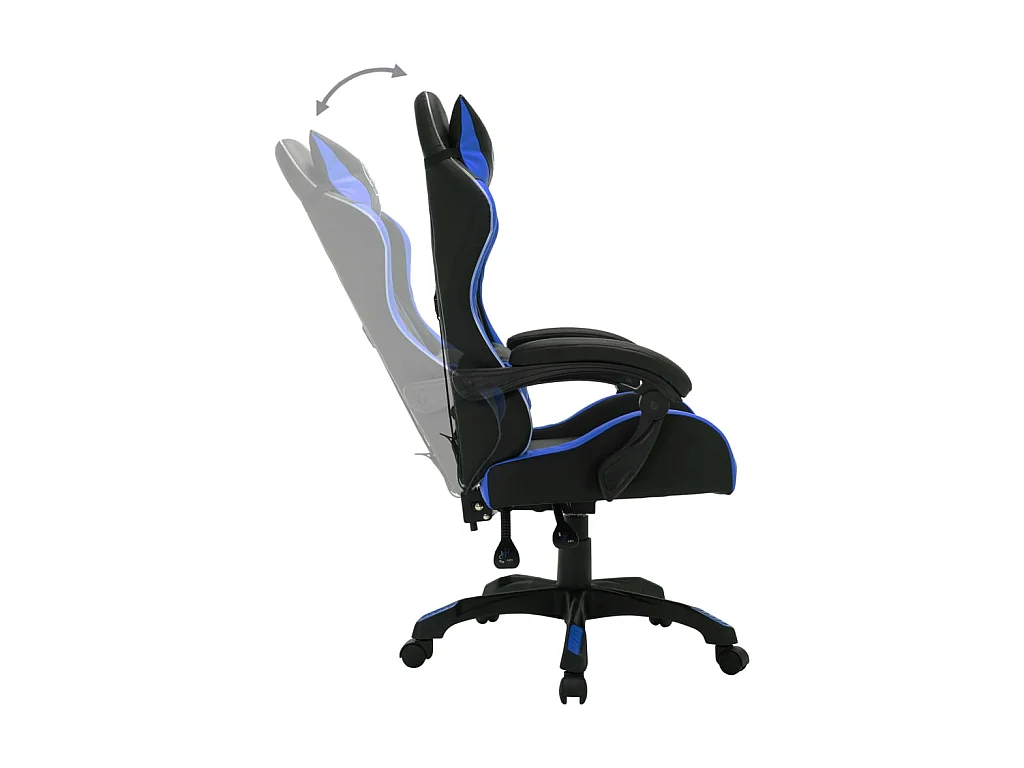 Chaise gaming vidéo avec LED RVB Bleu et noir Similicuir -ASAF45897