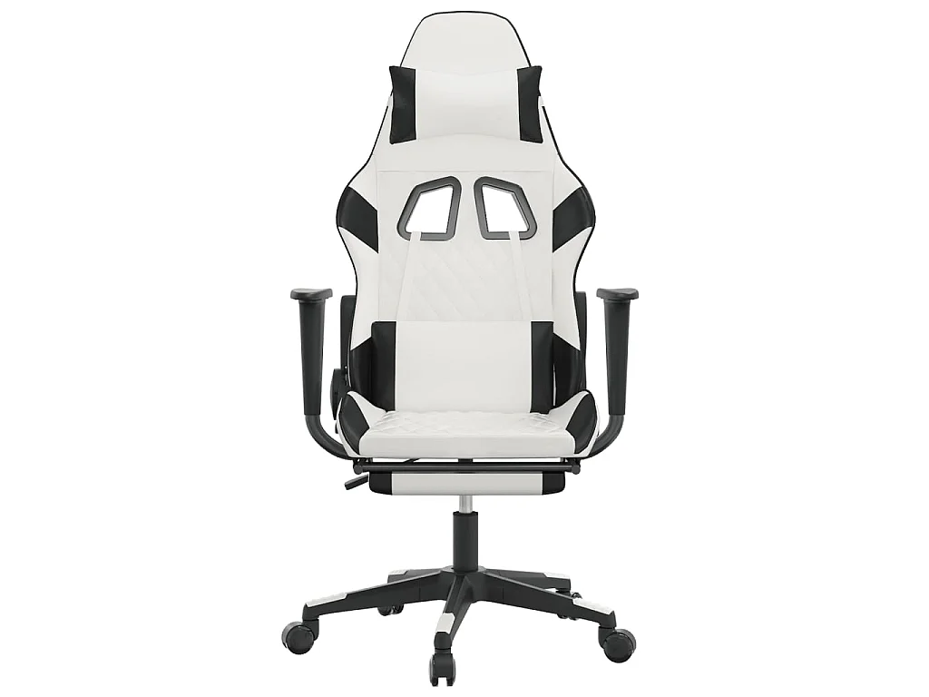 Chaise gaming avec repose-pied Blanc et noir Similicuir SEF83714