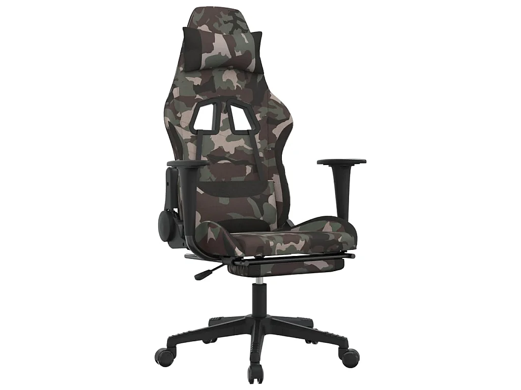 Silla gaming con reposapiés tela negro y camuflaje ES77288