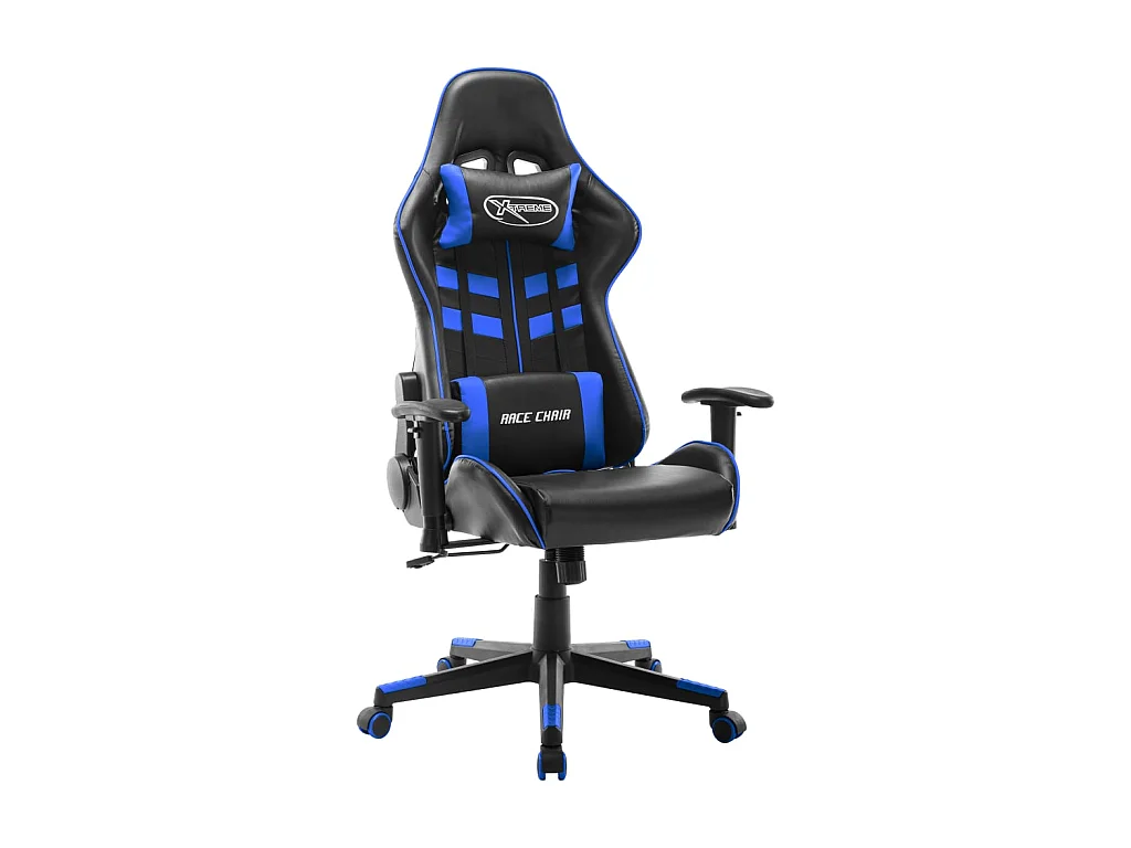 Cadeira de gaming couro artificial preto e azul PT611406